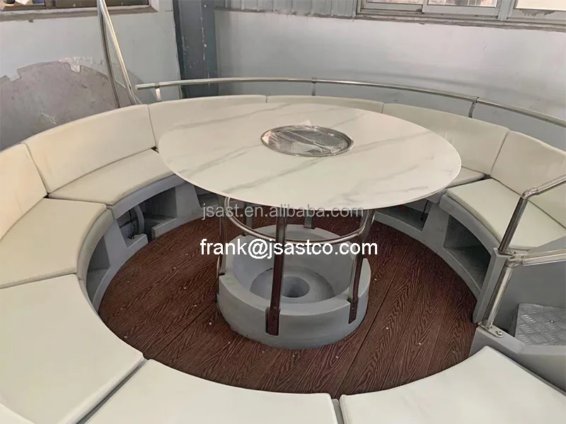 10- 12 person seats Factory Wholesale customized color logo Electric Barbecue Boat BBQ Donut Boat for Sale floating party boat