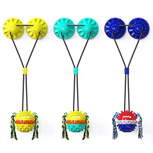 Dog Chew Suction Cup Tug of War Toy Pet Aggressive Chewers Rope Puzzle Toothbrush Multifunction Molar Squeaky Toys