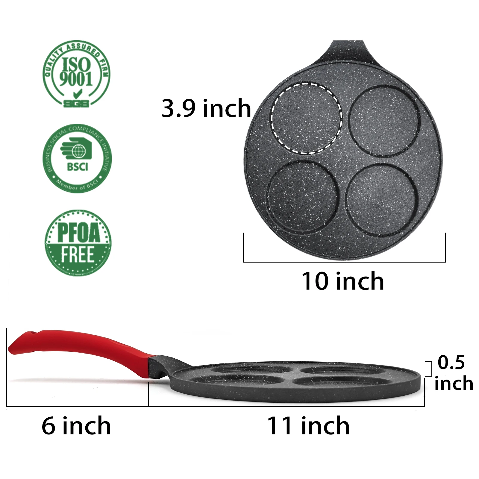 Kitchen Utensils Non-stick Frying Pot Pan 7 seven-Holes Steak Egg Pancake Thickened Omelet Pan Wooden Waffle Handle Pan