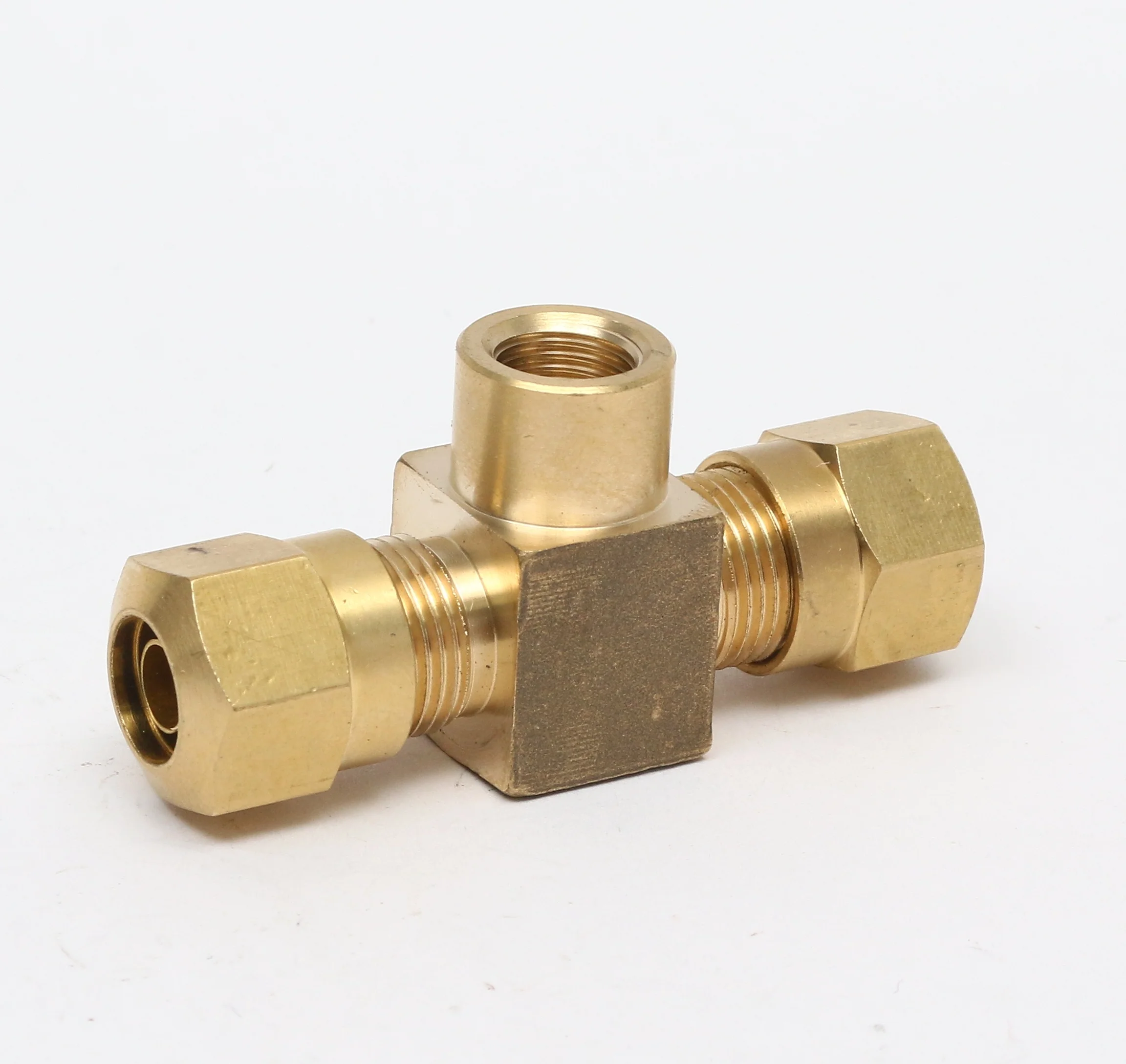 Key Forward Factory manufacture brass female tee fittings brass compression ferrule tube pipe fitting