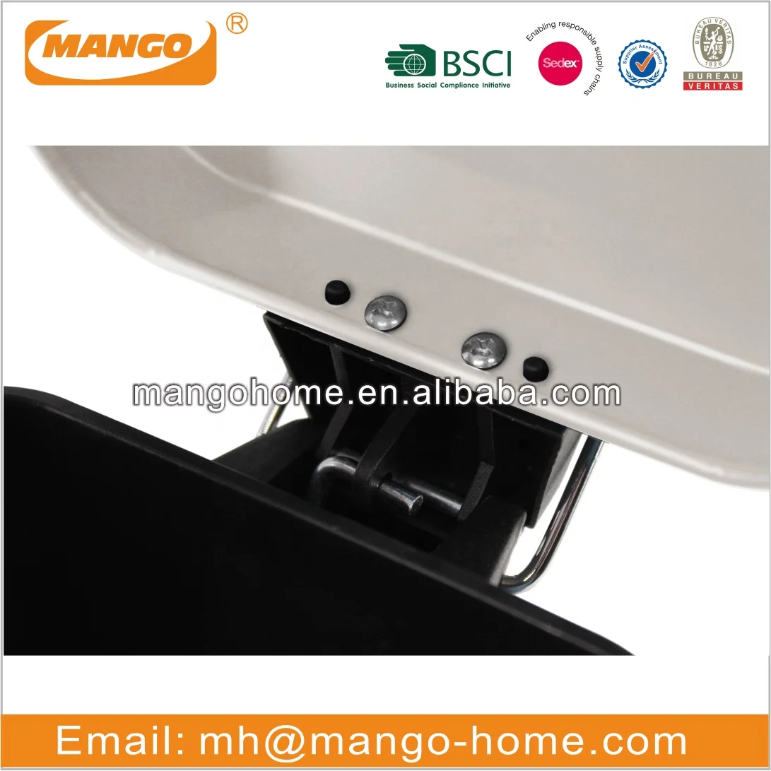 Home Kitchen Metal Pedal Ribs Square Metal Trash Can And Toilet Brush Holder Set