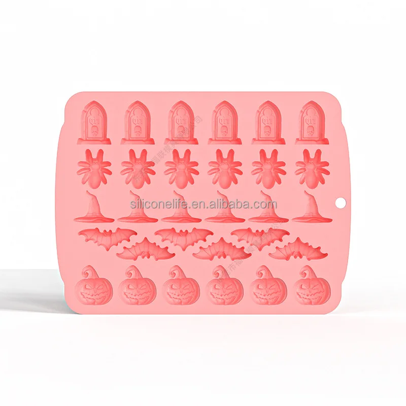 Halloween Silicone Ice Tray Halloween Moulds Silicone Ice Cube Trays  Mold for Cake Decoration Hat Bat Skeleton Patterns
