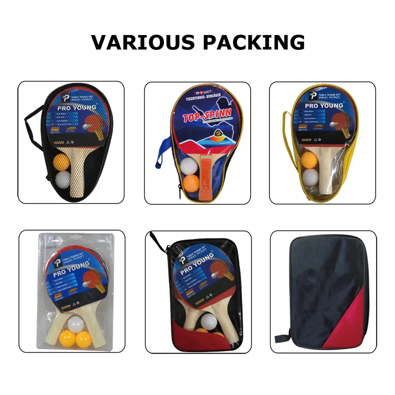 High Quality Pingpong Bat Professional Custom Plywood And Rubber Table Tennis Racket Sets