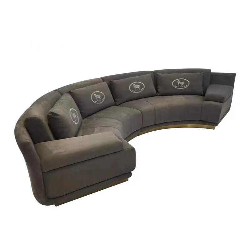 Hotel Half Round Fabric Corner Sofa Home velvet Couch Living room sofa