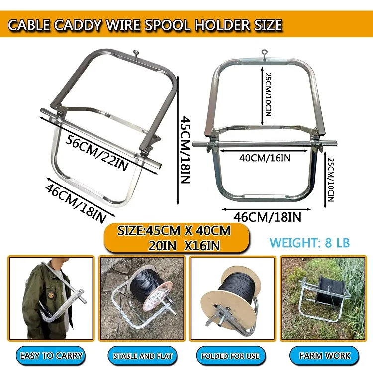 JH-Mech Custom Durable Single Commercial 100 Lb Capacity Industrial Grade Carbon Steel Folding  Wire and Cable Caddy