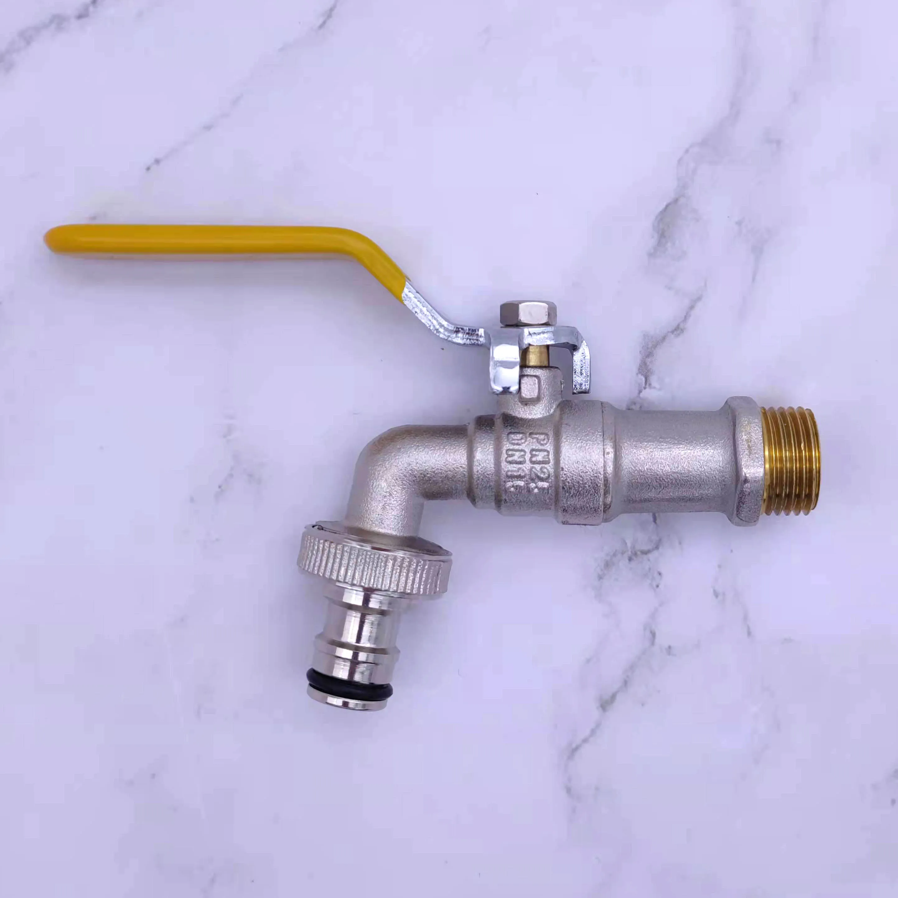 Malaysia design nickel plated  brass color screw bibcock half brass half zinc wash machine nozzle OEM