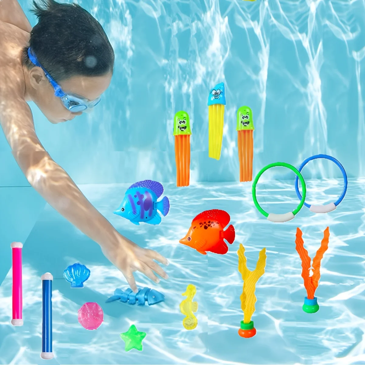 EPT Dollar Toys Diving Kids Toys Underwater Toy Wholesale Custom Children Flying Sky Dive Stick Ring For Pooll