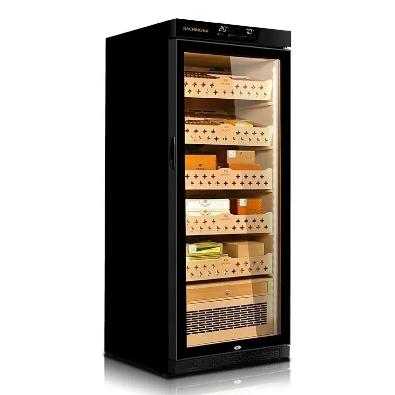 Ready To Ship Raching MON1800A Electronic Cigar Humidor With Spanish Cedar Wood Black Or Gold Color Cabinet