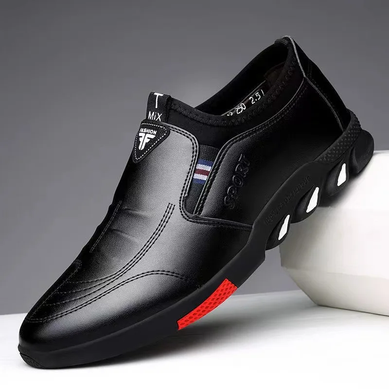 low prices pu black office trendy mens italian new genuine loafer 2022 boat oxfords leather dress shoes