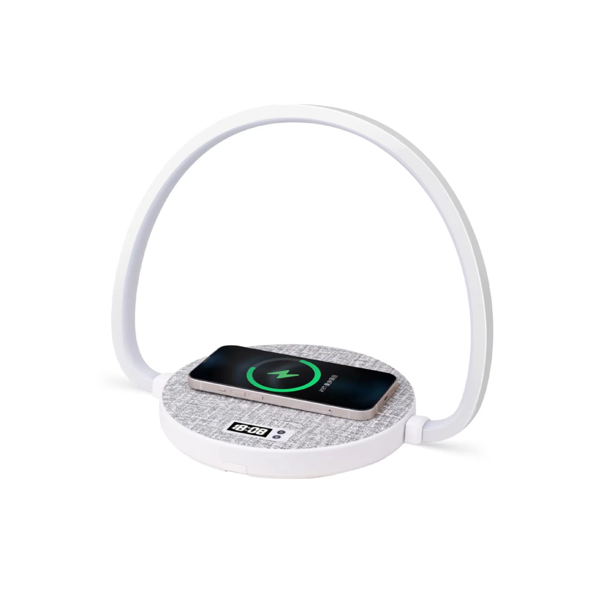 Новейший дизайн бесступенчатое затемнение Беспроводное зарядное устройство светодиодная прикроватная Настольная лампа с USB зарядным портом и цифровыми часами