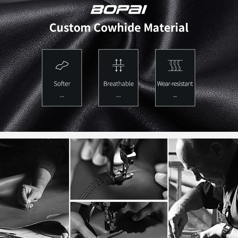 BOPAI BSCI Cowhide Men USB Charging Laptop 15.6 Inch Business Travel Expandable Anti Theft Custom Genuine Real Leather Backpack