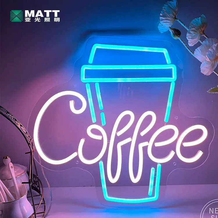 Matt 2023 Popular Custom personalized neon signs for caffe bar for coffee restaurant cafe bar window shop wall decor