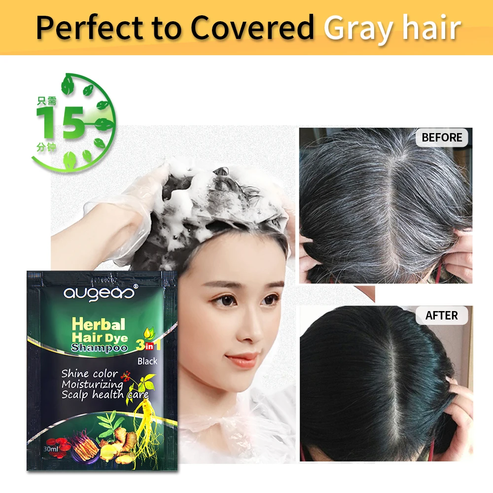 mini black hair shampoo in sachet for gray hair