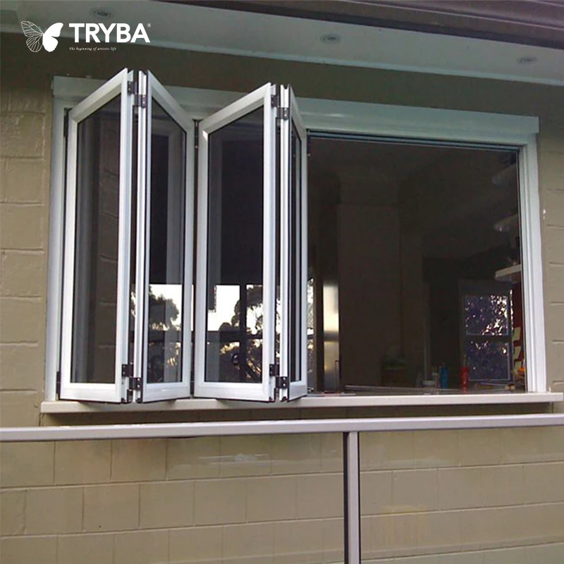 Hot-selling  custom style  Thermal Break  aluminium bi-fold glass  windows used for  office  folding windows
