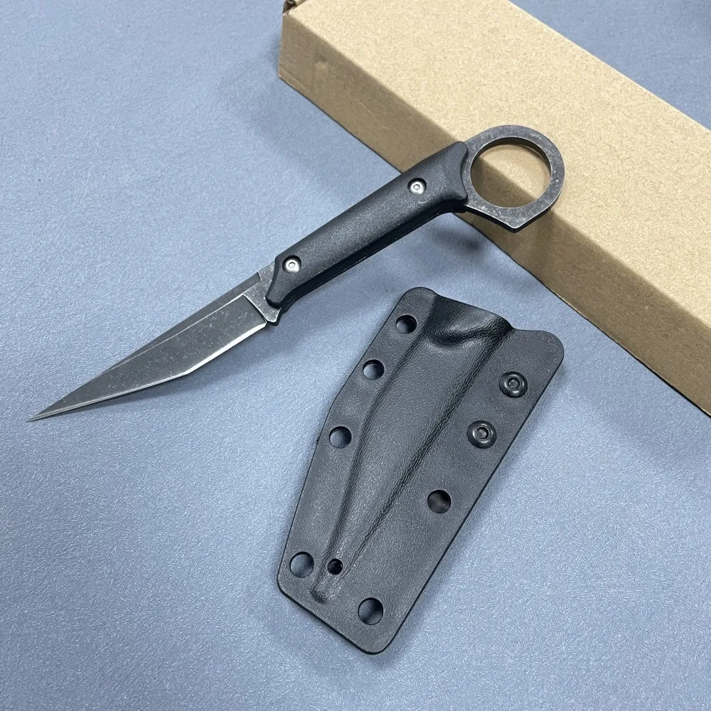 LHSK78 Modified Tanto tip Stonewash Steel blade Full tang End Ring Fiber Handle Survival Tactical Camp Utility Fixed Blade Knife