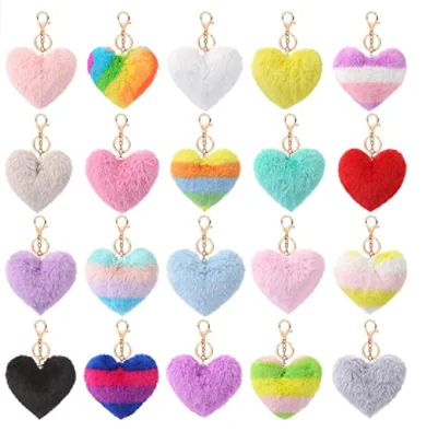 2022 hot sale  Puffball pom pom Keychain Colored Keyrings Charm for Girls bag accessories