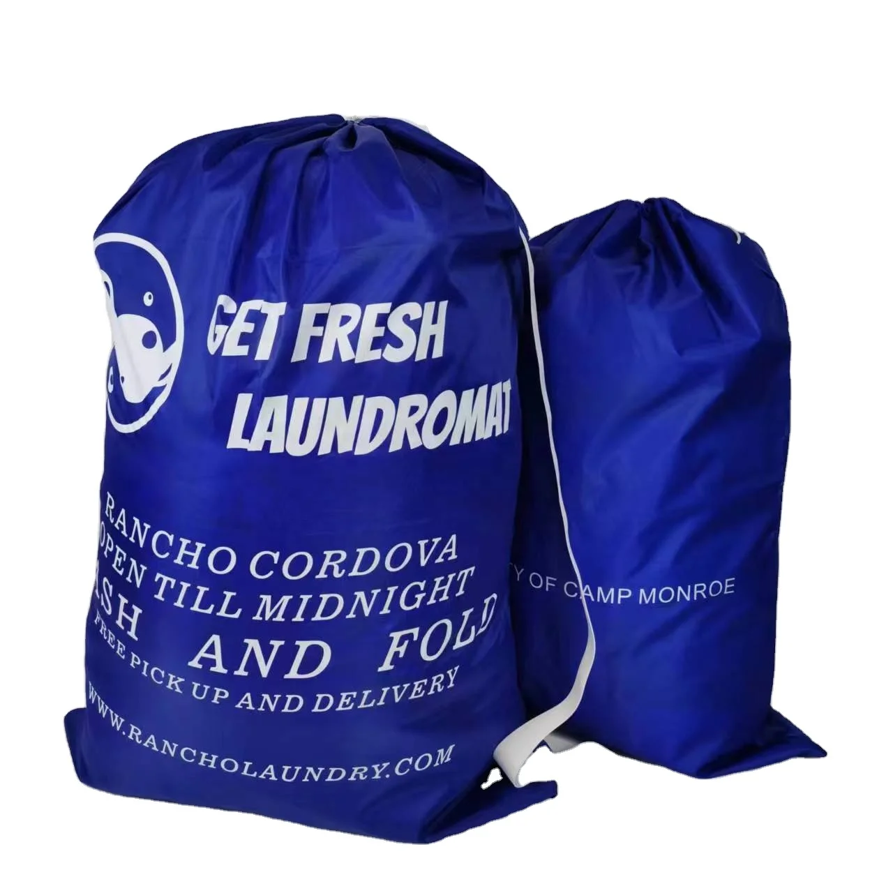 Polyester Drawstring Bag High Quality Reusable Recycle Customized Printed Logo  Shoulder Strap Heavy Duty Laundry bag