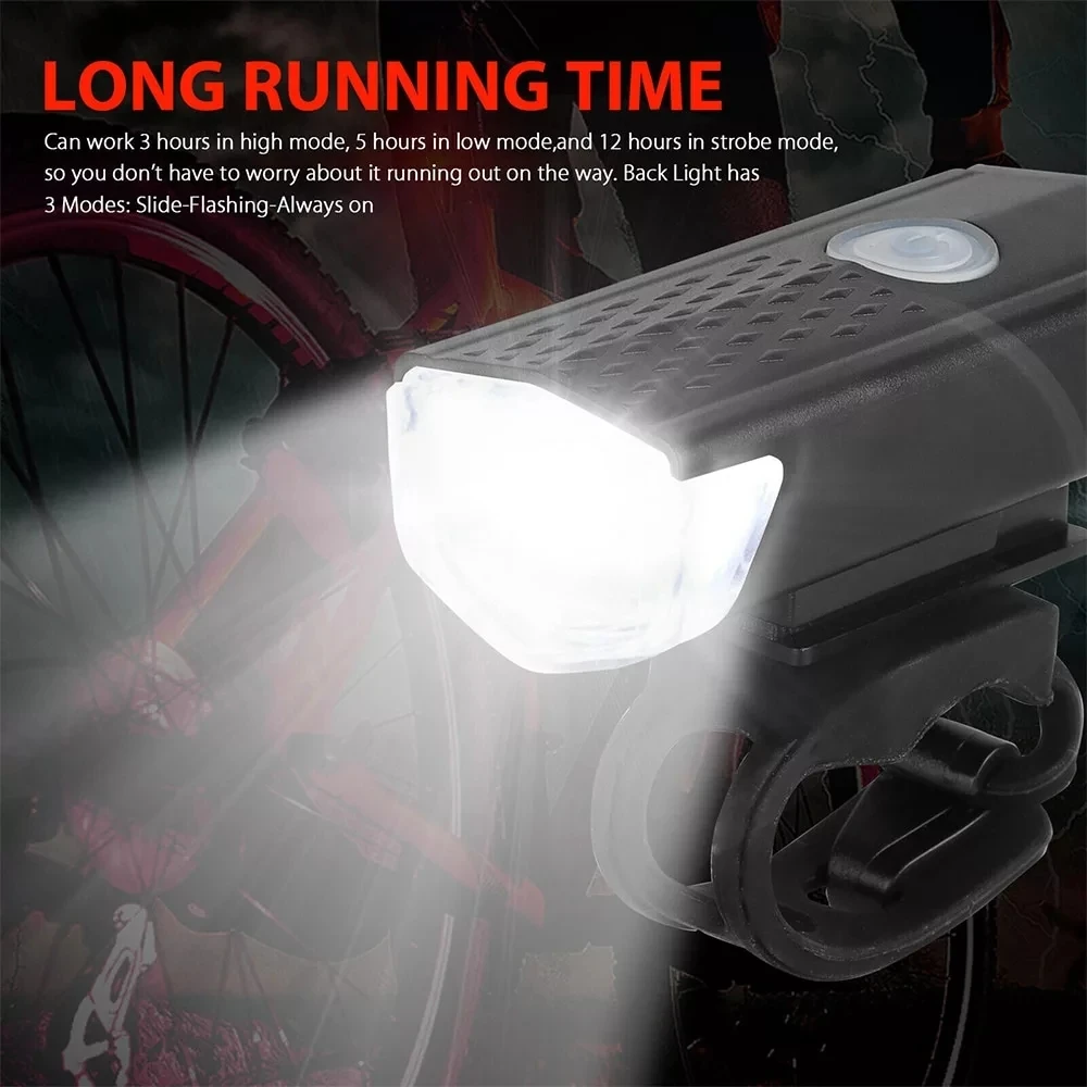 LED Bicycle Front Light High Brightness USB Rechargeable Waterproof Suitable for Night Riding LED Tail Light Backlight