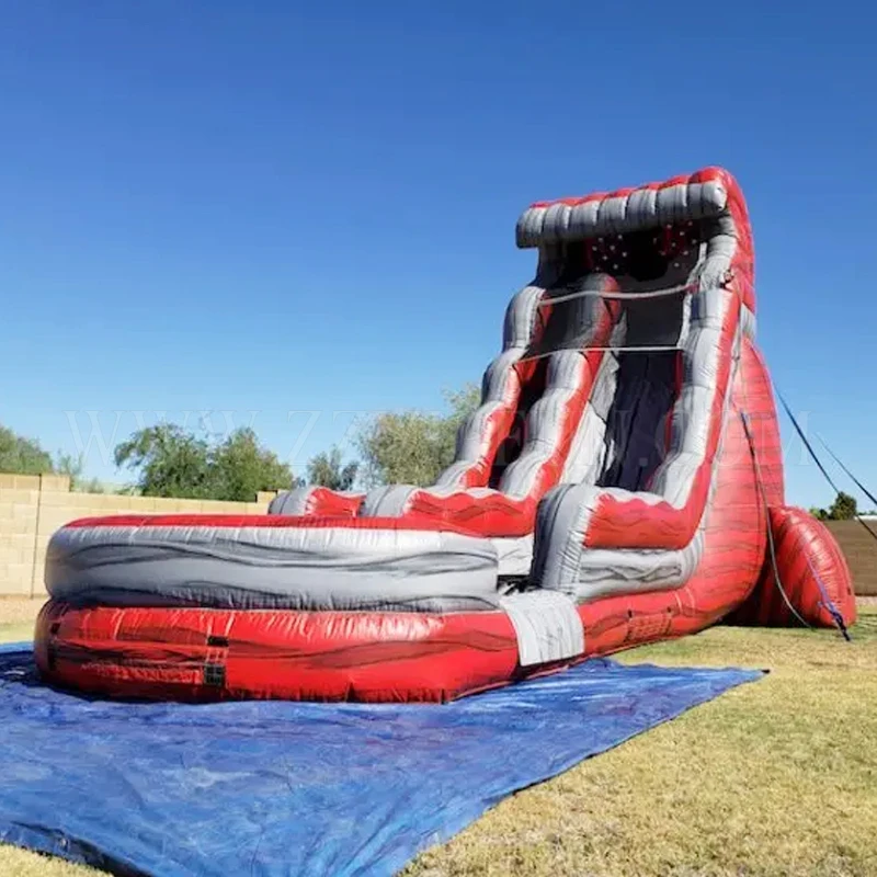 Manufacturer magic large red crush running bouncy games commercial inflatable water slide