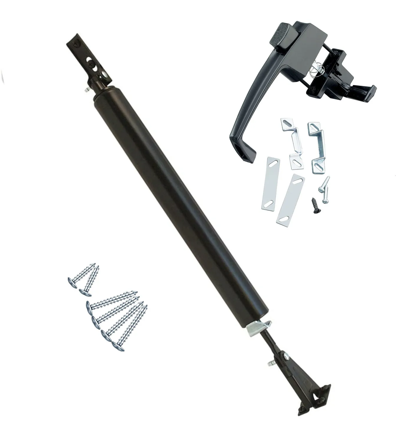 Pneumatic Storm Window Screen Door Closer Black Aluminum Alloy Body Door Closer Kit Screen Door Closer