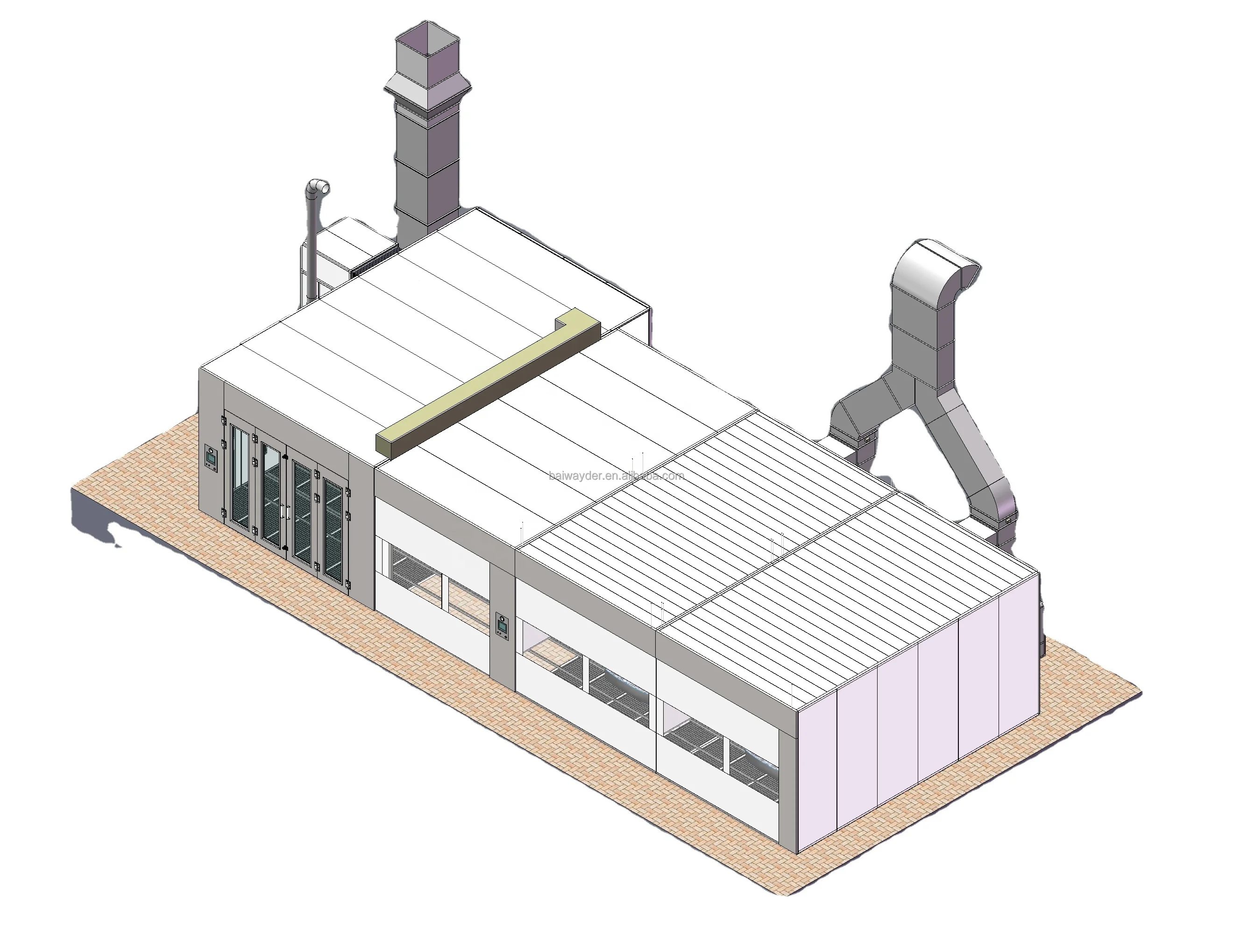 New Listing High Quality customized COLOR 5.5kw Eps or Rock Wool or Pvc spray booth car painting for Commercial bus