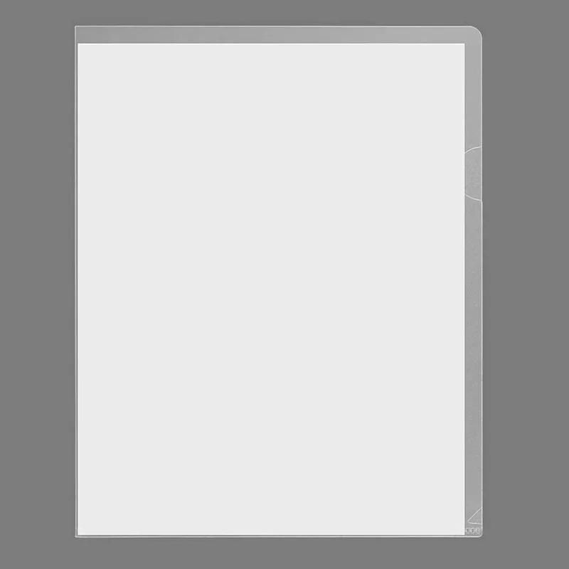 Hot New L-Shaped Single Page A4 Size Document Folder Plastic Transparent Color PP Material File Storage Pouch