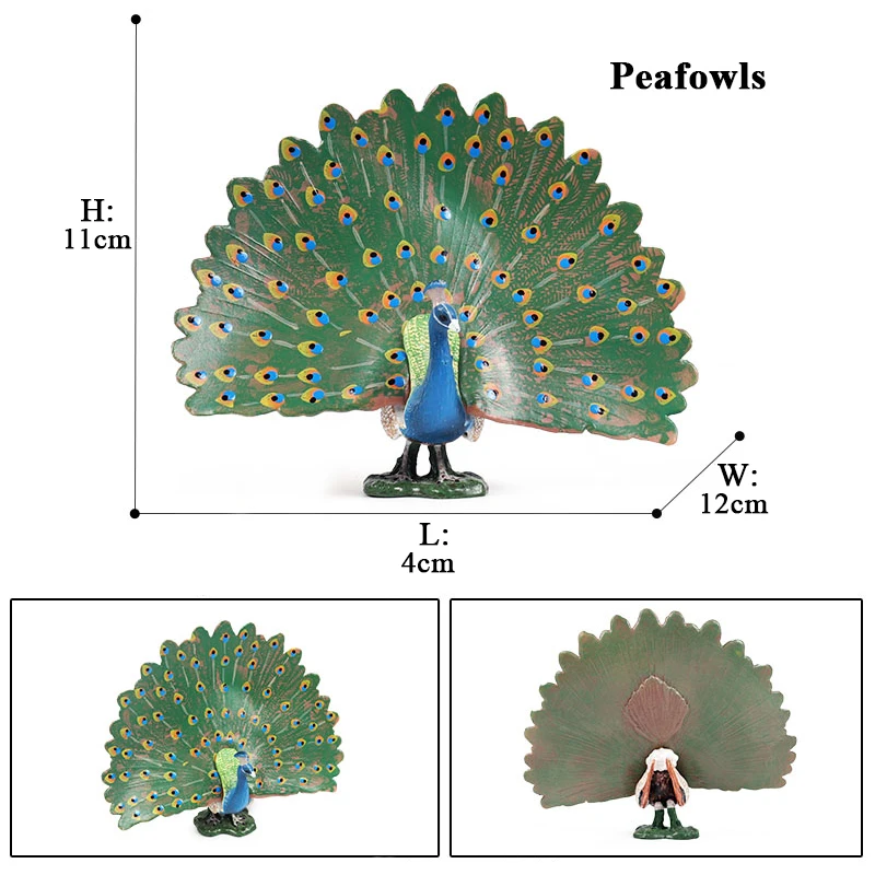 Oenux Wholesale Bird Animal Toy Peacock Model Action Figures Soild PVC Home Decoration Party Festival Gift