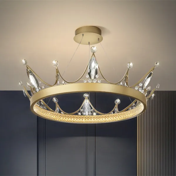Роскошная Золотая люстра Simig в форме короны круглая шляпа светодиодный светильник для вестибюля отеля виллы декор k9 Хрустальный подвесной