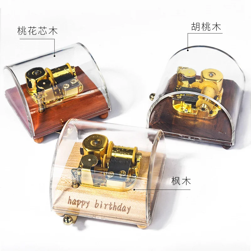 DIY custom logo creative gift engraved words selected songs transparent acrylic music box