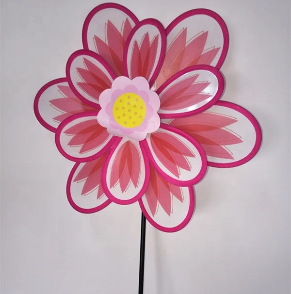 Garden decorations outdoor double flower windmill