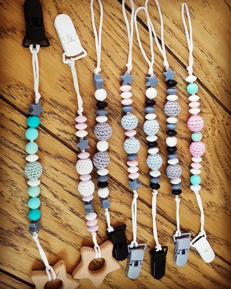 Custom Food Grade Baby Teething Round Ball Pearl DIY Pacifier Chain Accessories Printed Silicone Beads