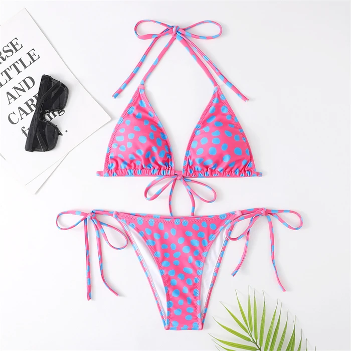 2022 Summer Women 2 Piece Swimsuit Micro Mini Triangle Swimwear Two Piece  Beachwear Sexy Mature Women Bikini Set