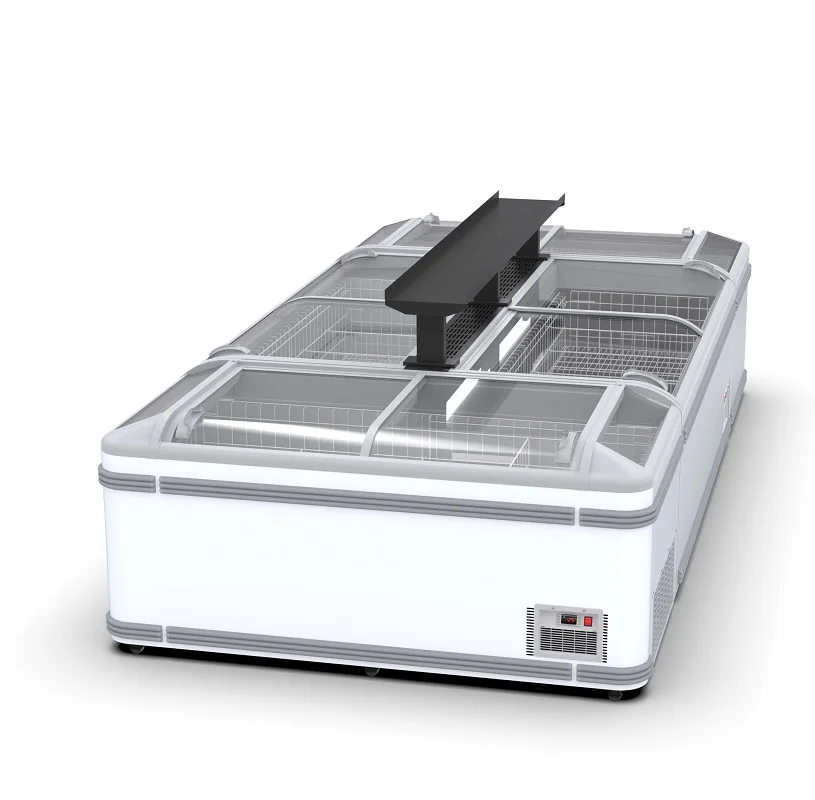 Supermarket Commercial Large Capacity Beverage Refrigeration Equipment  Freezer With Sliding Glass Door Island Freezer
