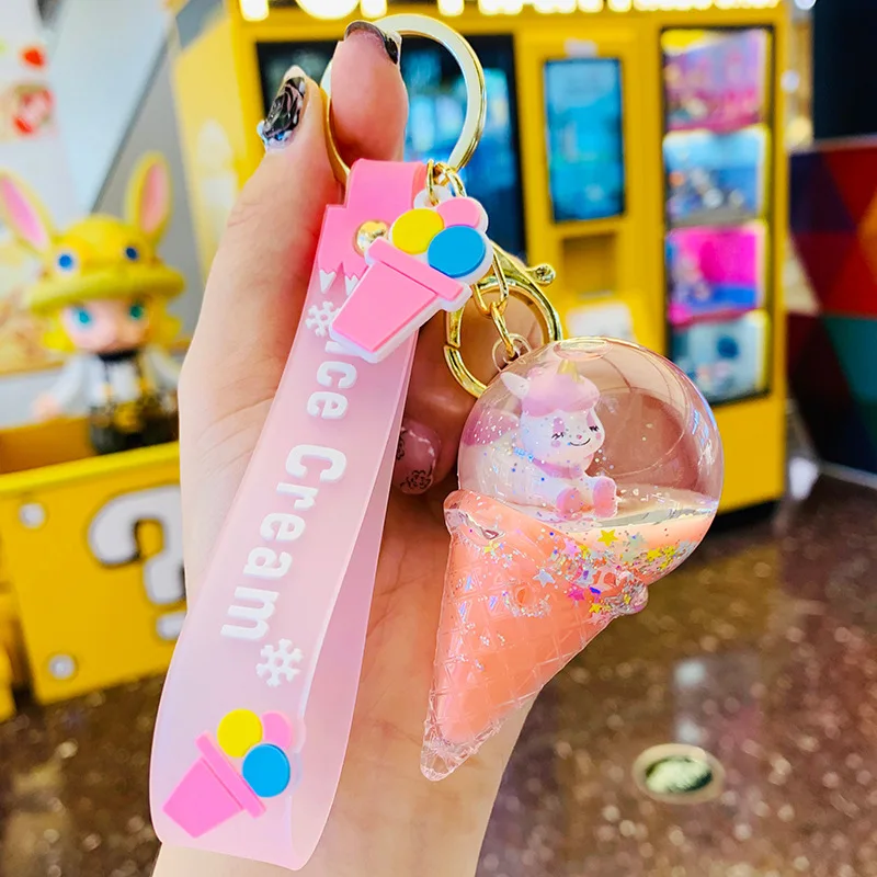 Creative ice cream Star Dailou cartoon doll key chain female Pikacheu cute liquid bag