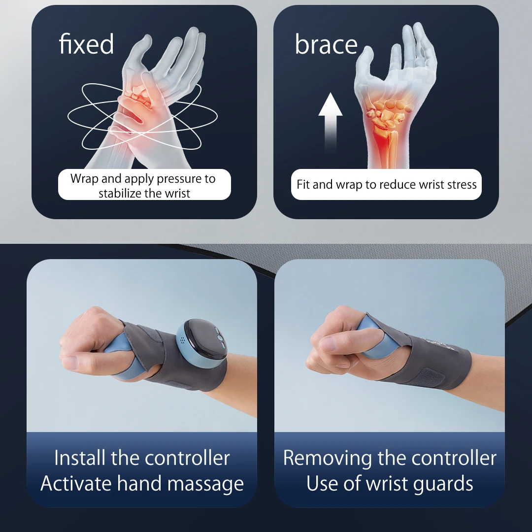 Tech Love Portable EMS Wrist Guard with Infrared Heat and Vibration Therapy for Improved Mobility