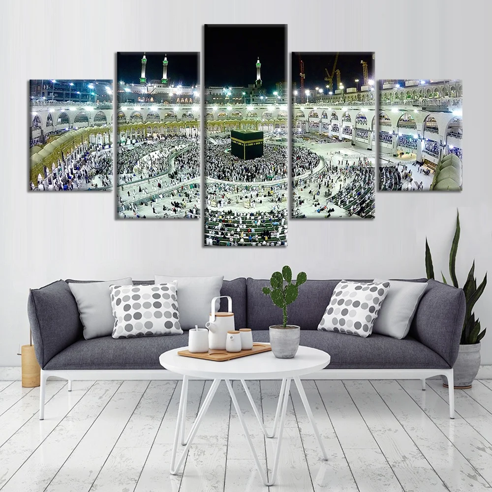 HD 5 шт. мусульманская мекка священная религиозная архитектура исламский холст картина настенная художественная печать религия домашний декор фотографии без