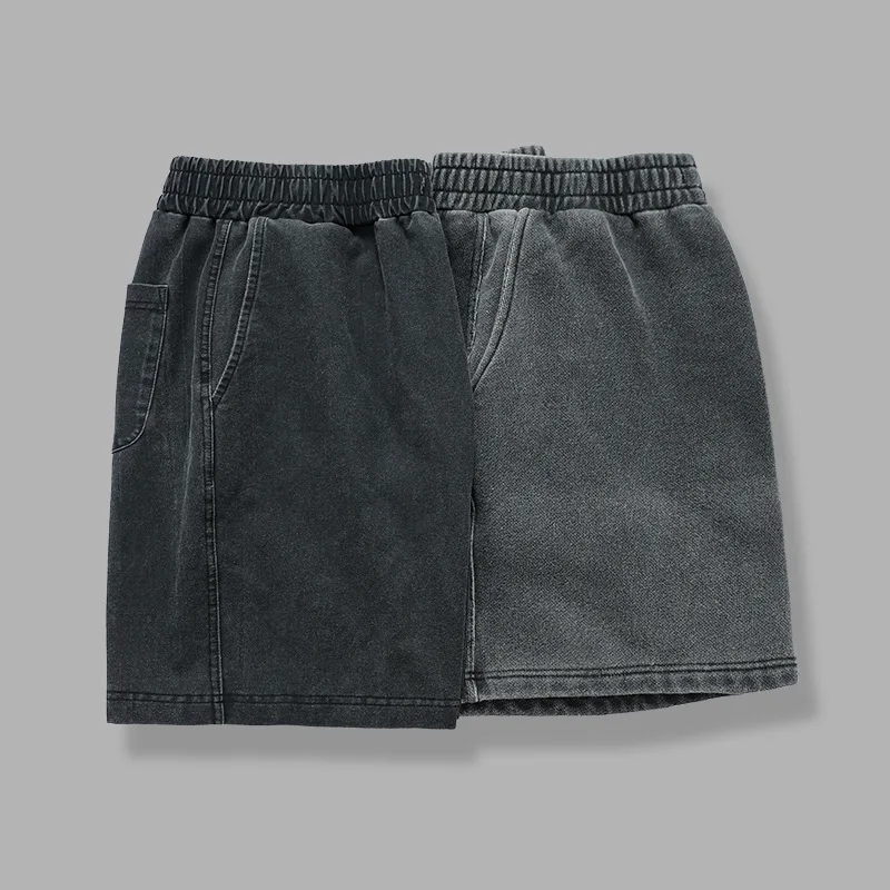 Custom Heavyweight Sweat Shorts Raw Edge French Terry Fleece Heavy Cotton Casual Gym Mens Run Fitness Vintage Acid Wash Shorts