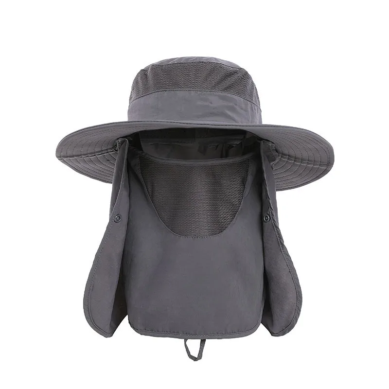 High quality wide brim string breathable adjustable mesh quick dry bucket fishing sun hat fishing hats face cover
