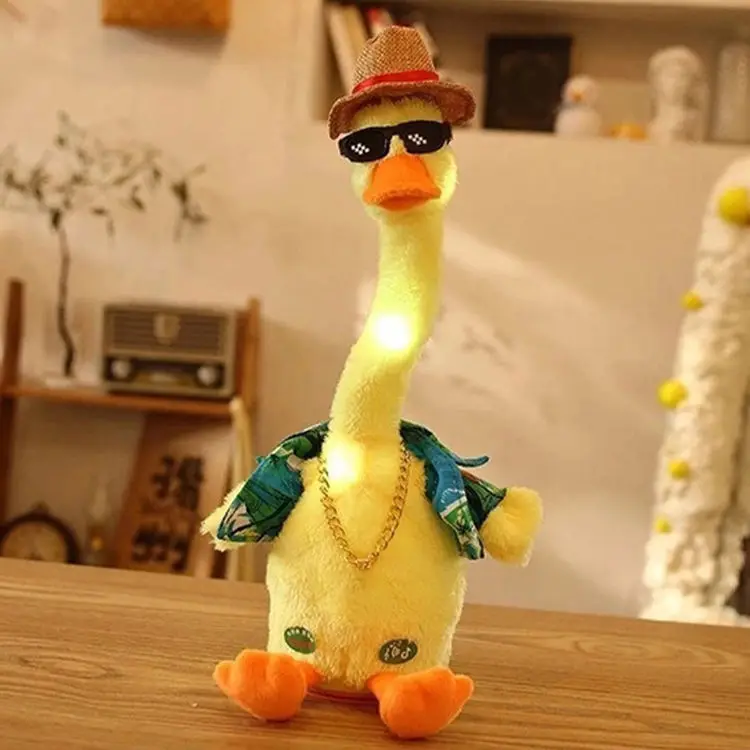 Recording Talking Singing Music Dancing Yellow Duck Plush Toy Funny Wriggle Doll Talking Game Funny stuffed plush toy