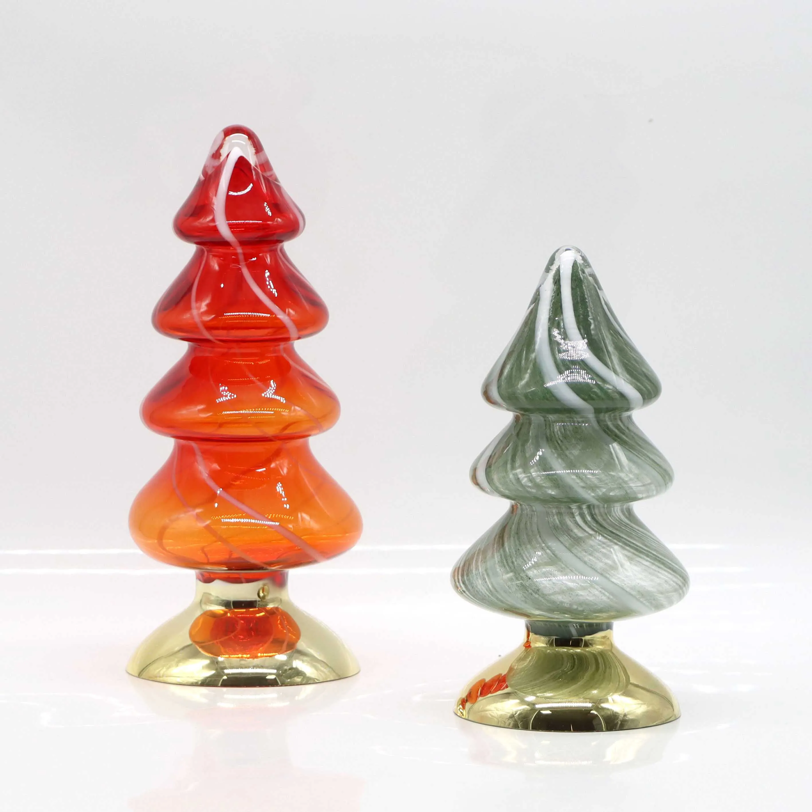 Tending Products 2024 New Arrivals Handmade Table Decoration Mercury Glass Christmas Tree Ornaments Green Red Christmas Tree