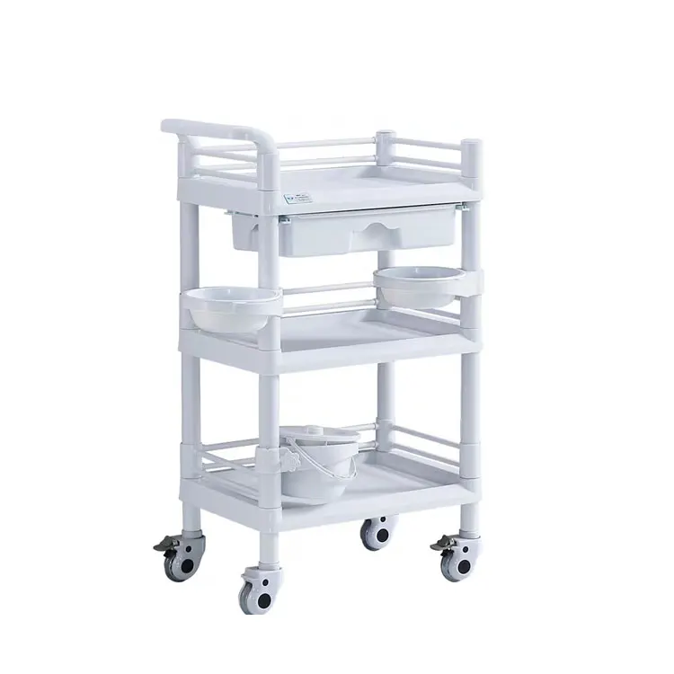 Hot Selling Custom High Quality New Design White Acrylic Trolley Hairdressing Beauty Cart