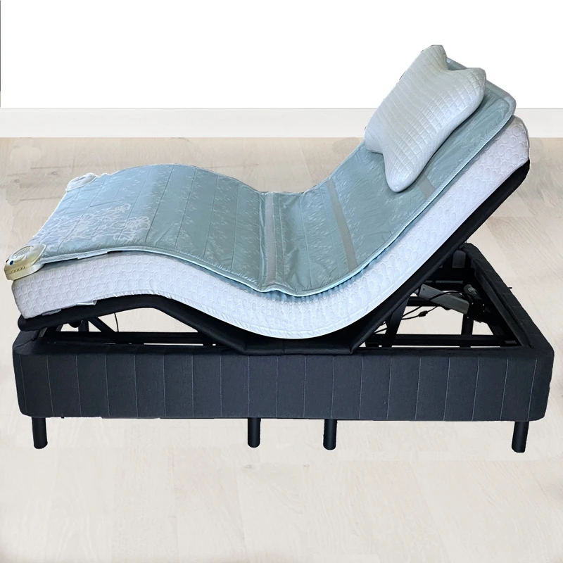 Upholstered Adjustable Bed Frame with Wireless Remote wood board and 8 legs