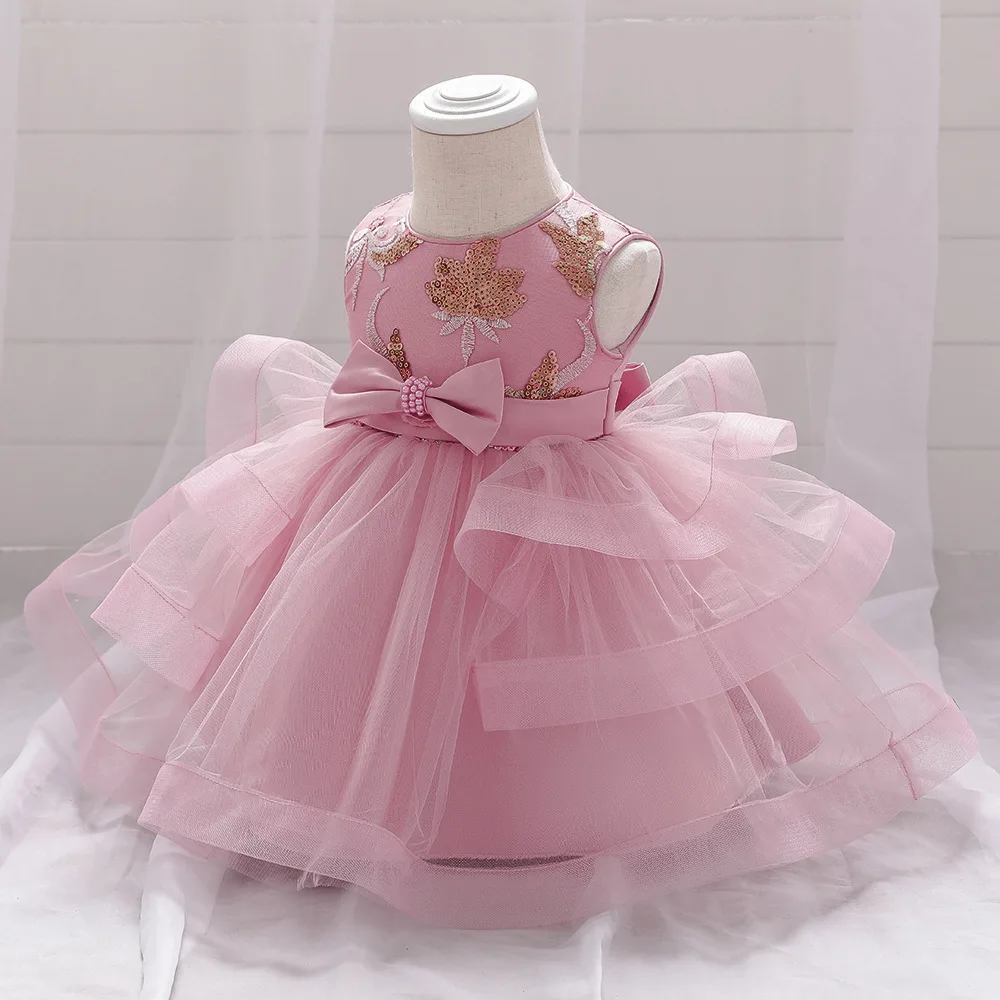 2023 Hot Sale Toddler Clothing Small Baby Girls Elegant Layered Satin Prom Dress For Party Formal dress