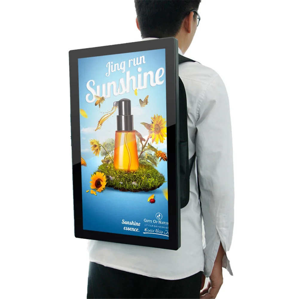 Outdoor 27 Inch Backpack LCD Advertising Player High Brightness Mobile Backpack Advertising Billboard