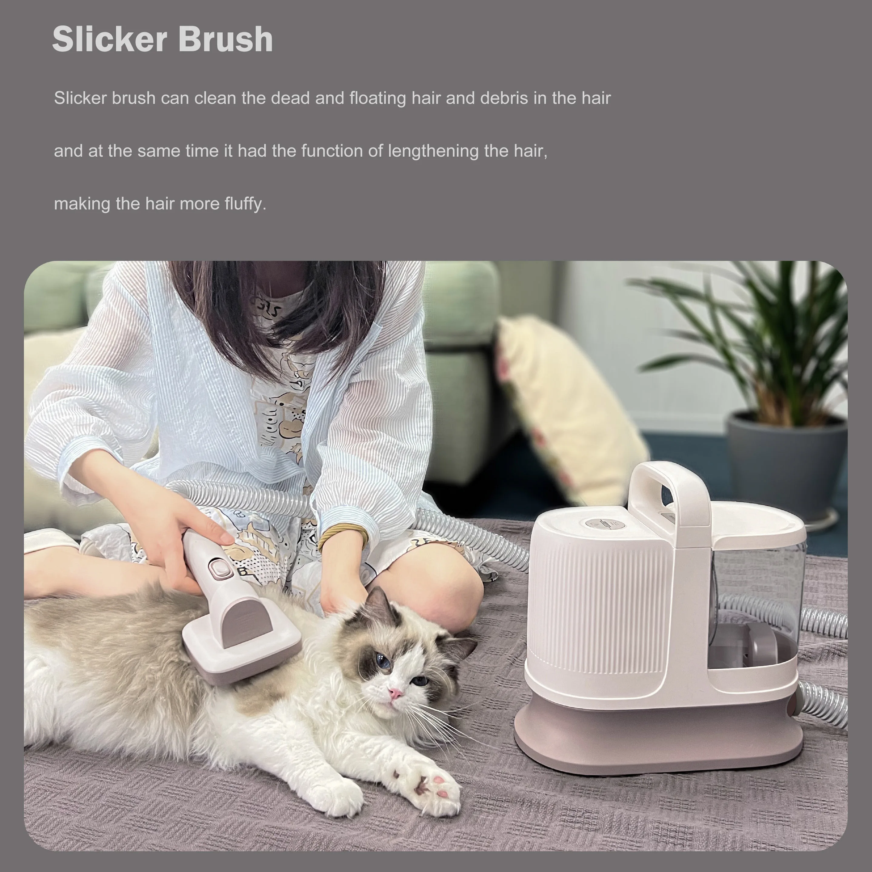 6 in 1 Pet Vacuum Cleaner Hair Grooming Electric Clipper Slicker Deshedding Cleaning Brush For Dog And Cat
