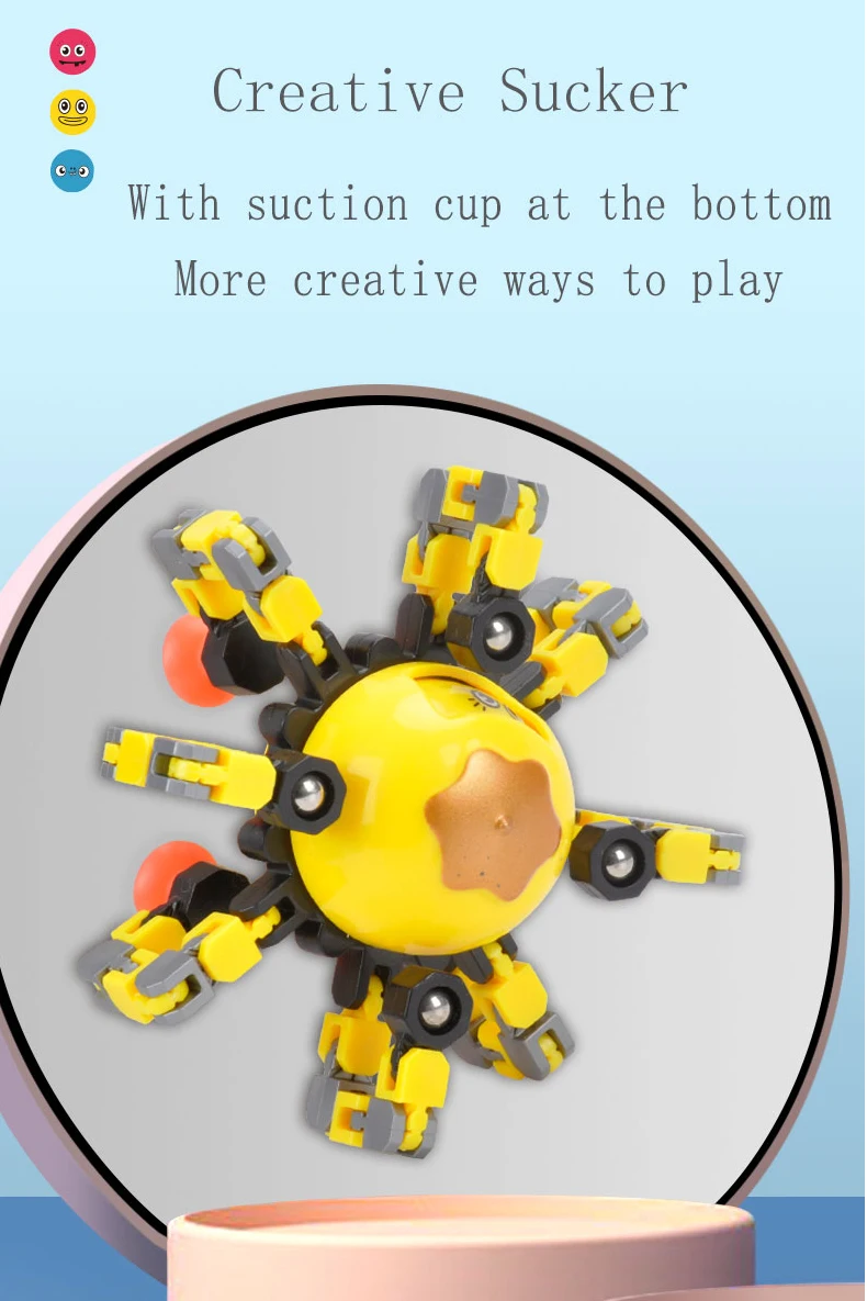 Juguetes Para Los Ninos Funny Octopus Interesting Face Changing Stress Relief DIY Mechanical Spinner Fidget Toys