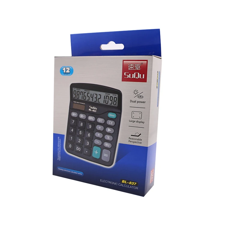 2023 Hot Sale Solar Power custom logo Office Supply 12 Digits Anti-static Calculator