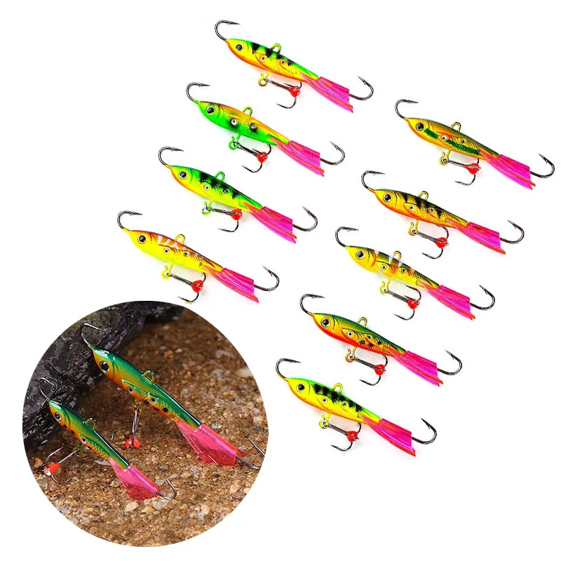 Wholesale 6.3cm 8.5cm Ice Fishing Jig Lure double hooks  Metal Lure balancers Jig