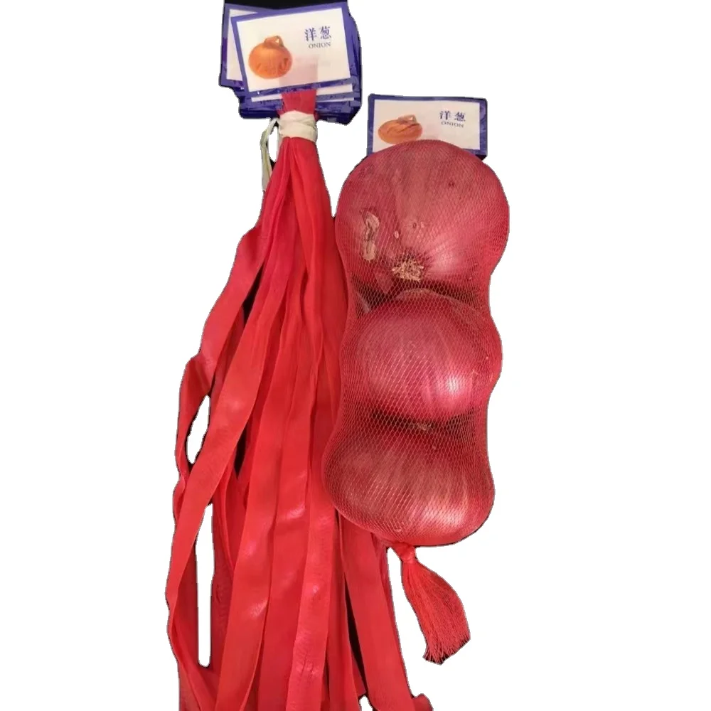top sale small supermarket mesh bags with label plastic clasp for egg chestnut tomato orange onion net bags