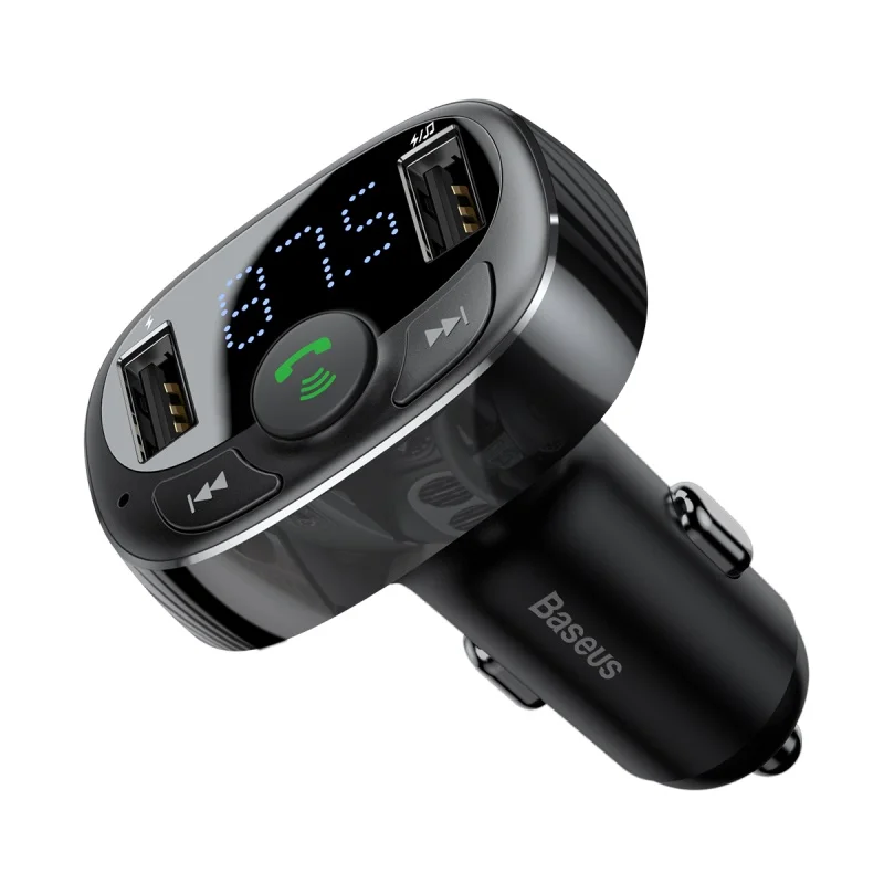 B aseus S-09A MP3 аудио плеер, FM передатчик, свободные руки, Aux модулятор Dual USB Автомобильное 3.4A для автомобильного комплекта автомобильное зарядное устройство